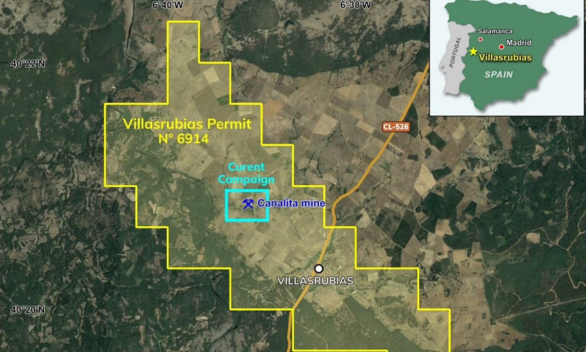 Localización del proyecto de Villasrubias, al suroeste de la provincia de Salamanca.