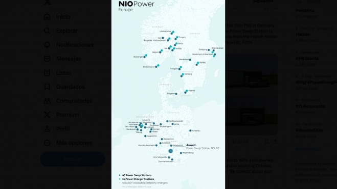 NIO Mapa Intercambio Baterías Europa