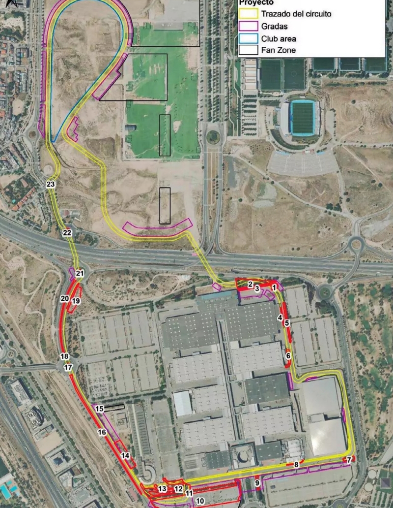 Plano del circuito de Madrid en planta.