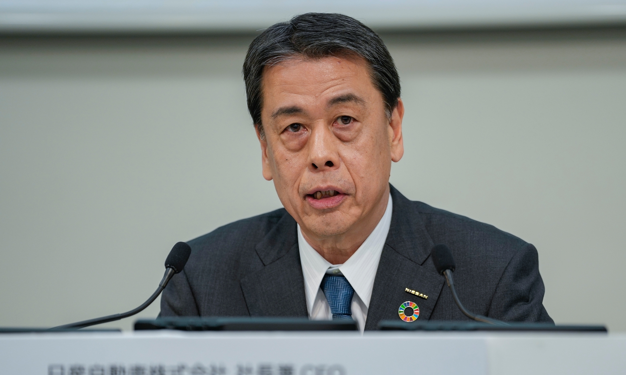 El CEO de Nissan, Makoto Uchida, durante una presentación de resultados en Japón.